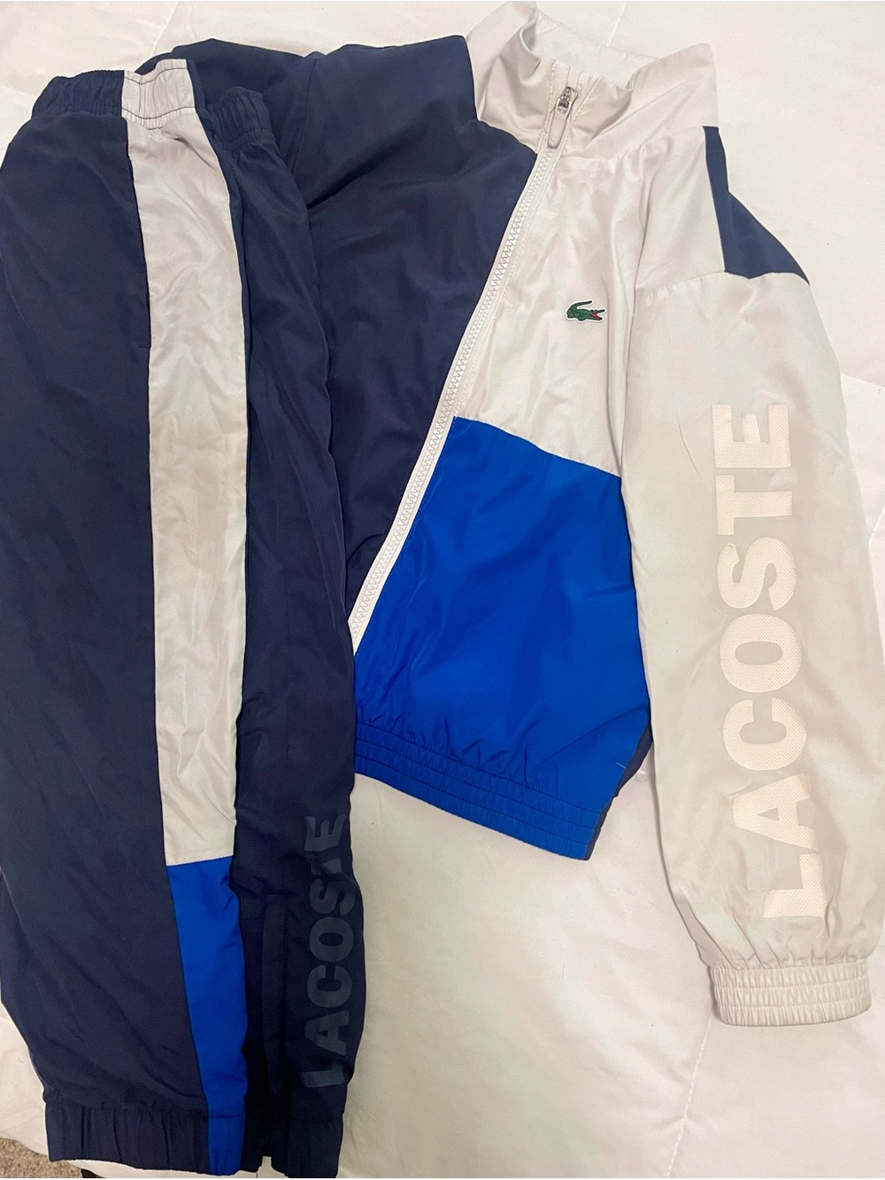 Lacoste White, Navy & Blue Colorblock Track Set